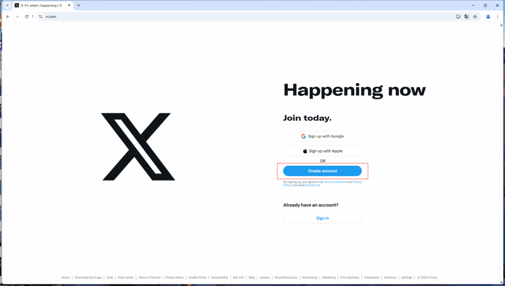 Screenshot of Twitter Homepage