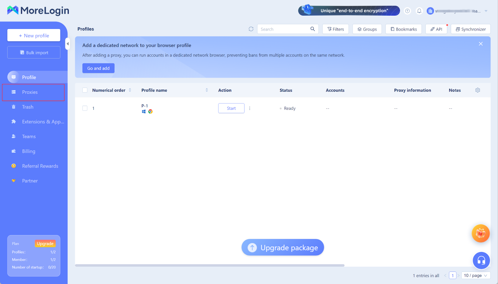 MoreLogin Profile Screenshot