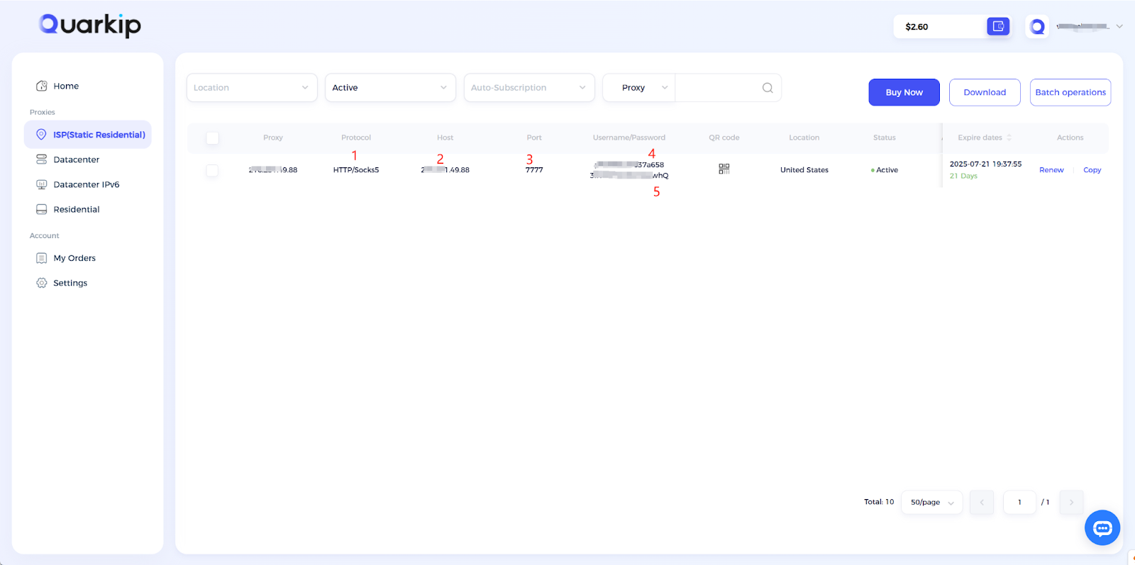 QuarkIP ISP Mangerment Screenshot