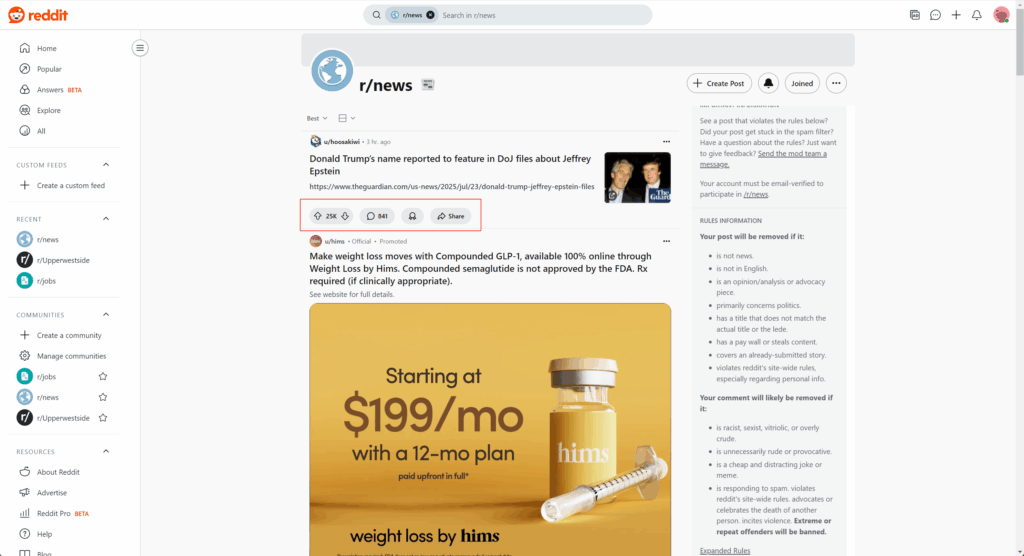 Where can I engage with Reddit posts?