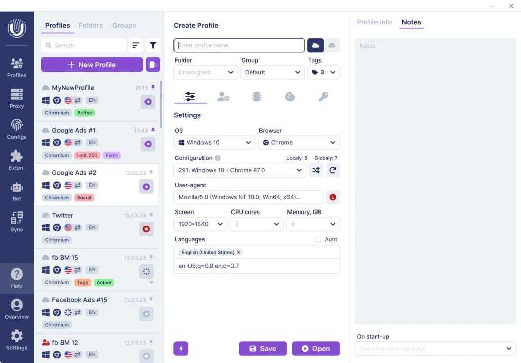 ndetectable Profiles screenshot