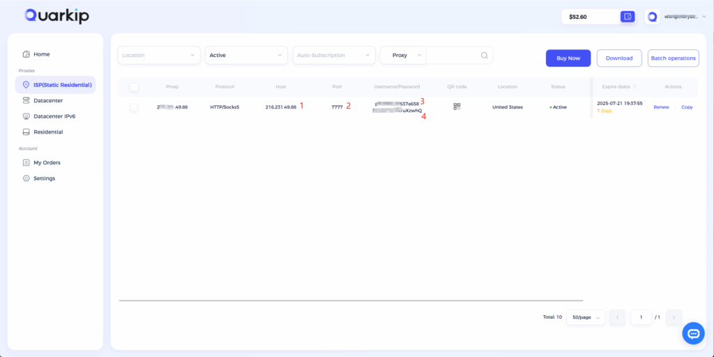 QuarkIP ISP proxy page
