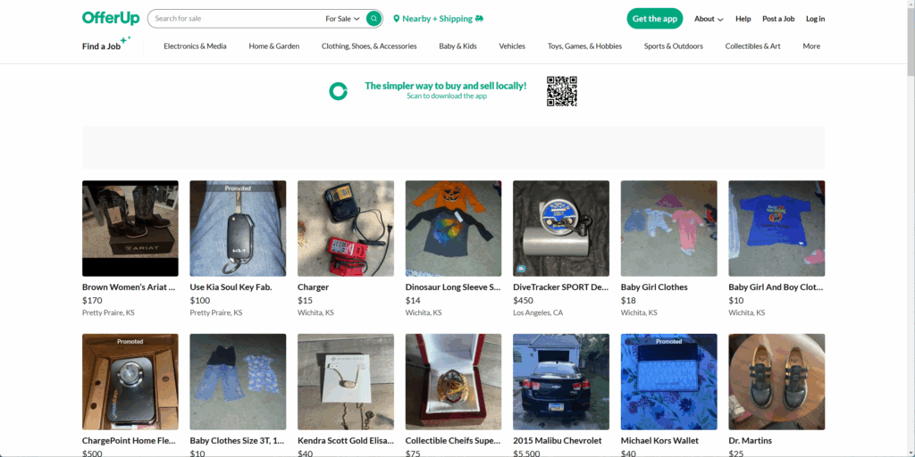 OfferUP homepage screenshot