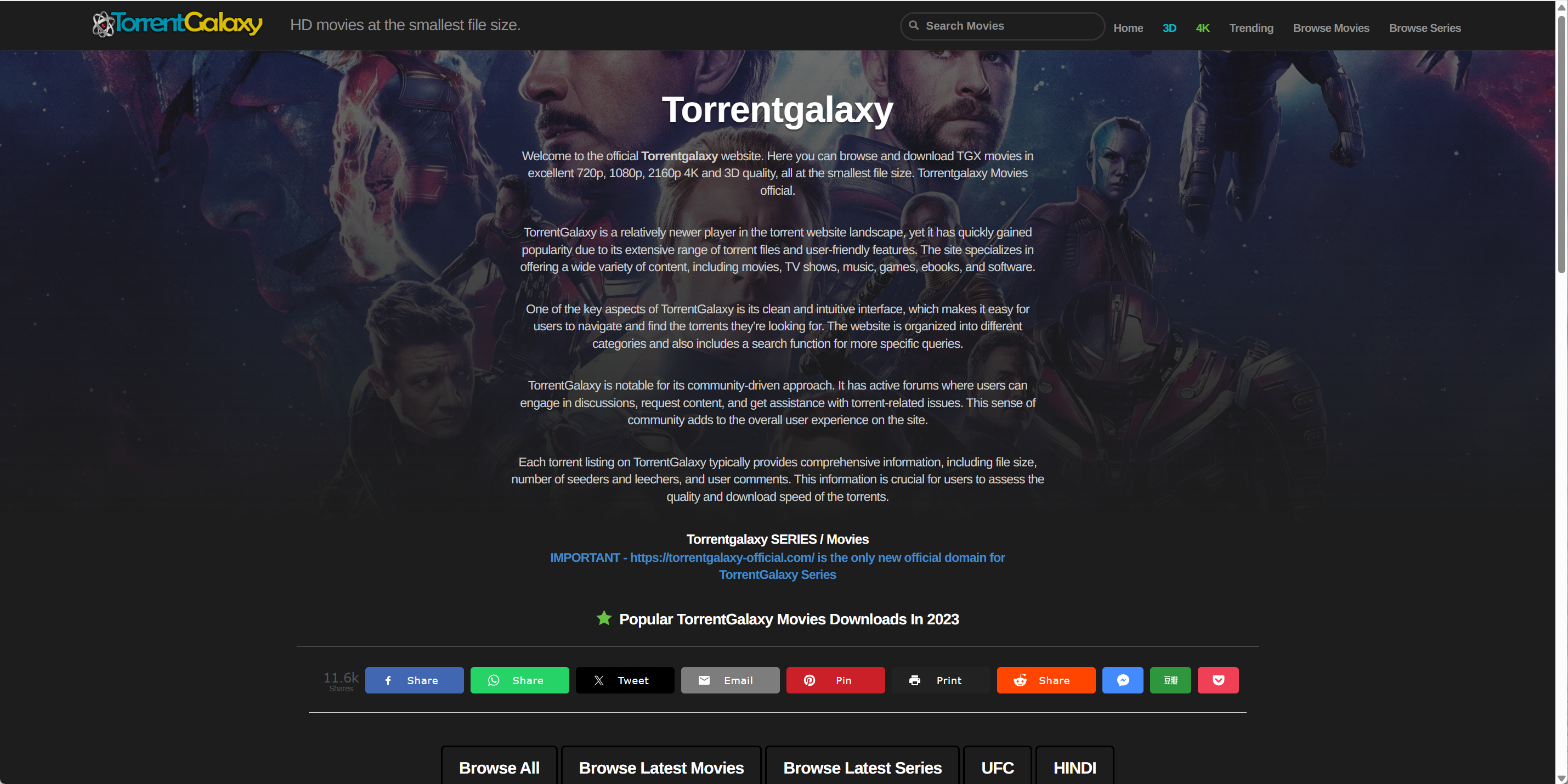 TorrentGalaxy Homepage