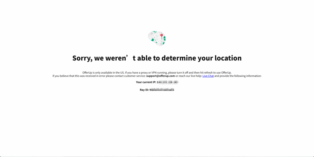 The current IP address has been disabled by OfferUp