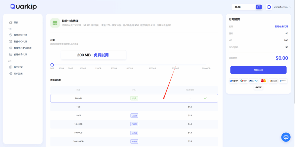 如何领取 QuarkIP 200M免费流量