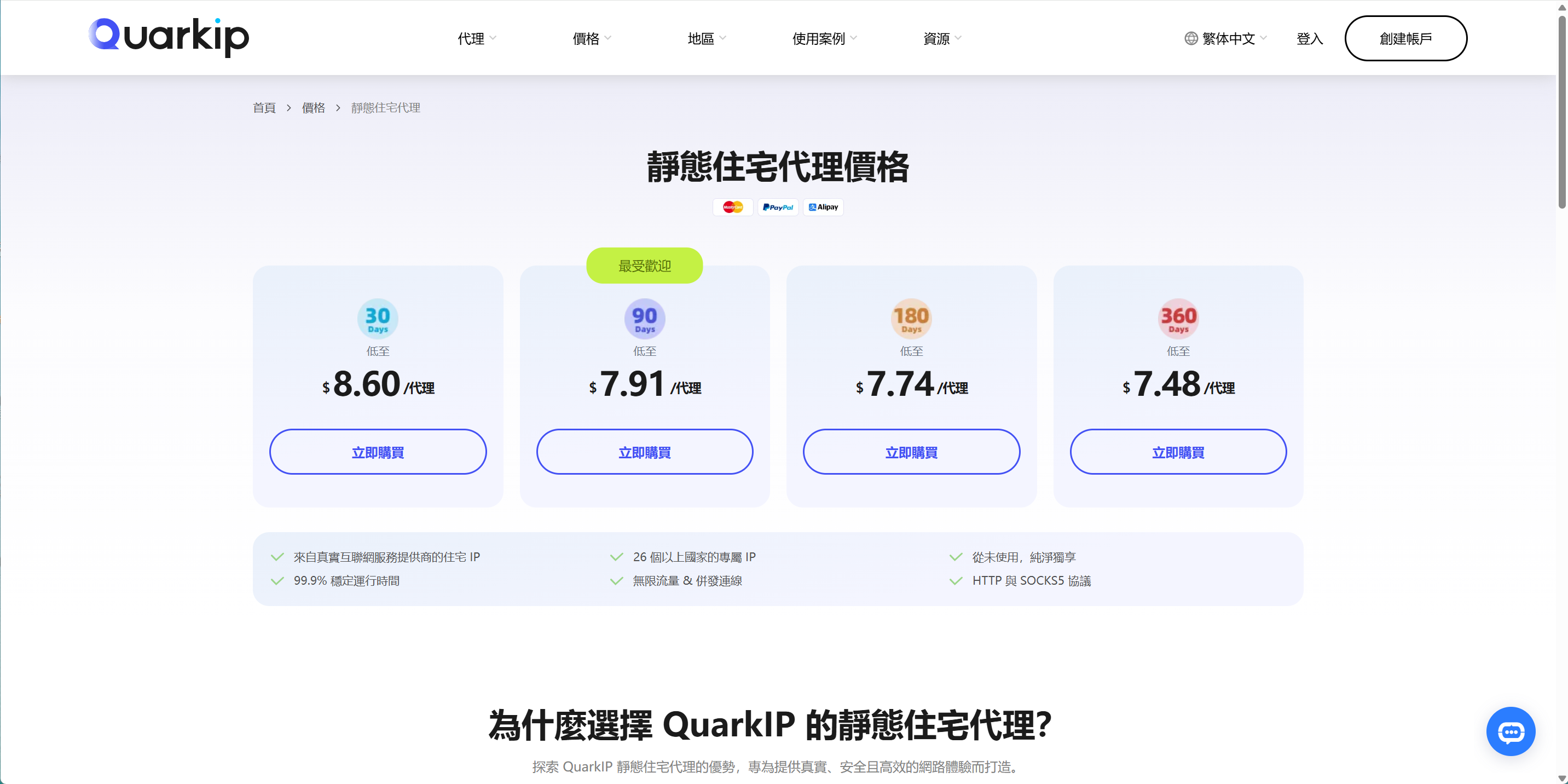 QuarkIP 靜態住宅代理價格