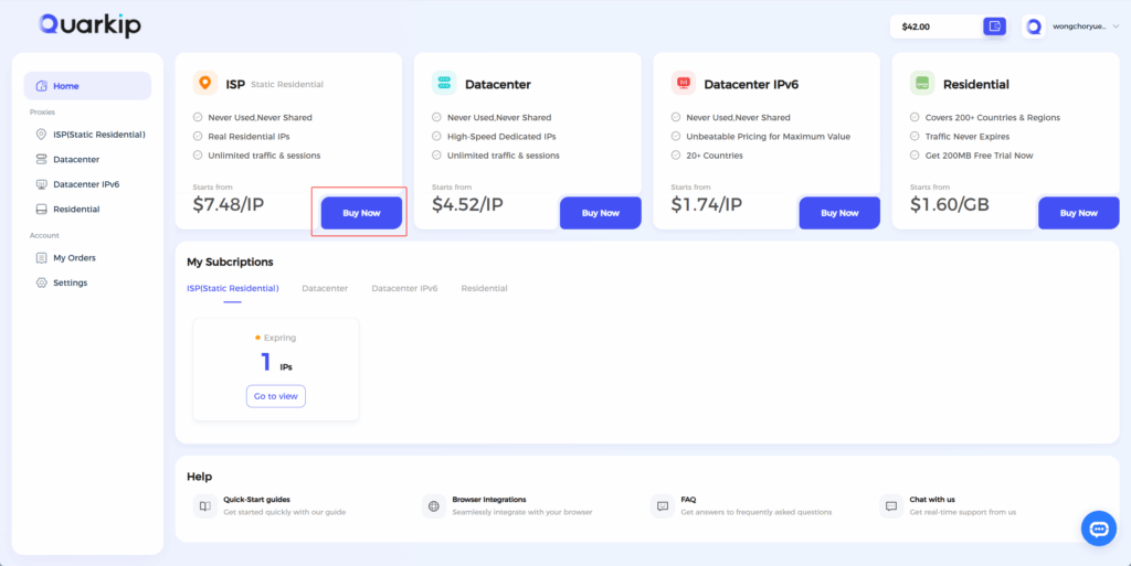 Go to buy ISP(Static Residential)Proxies