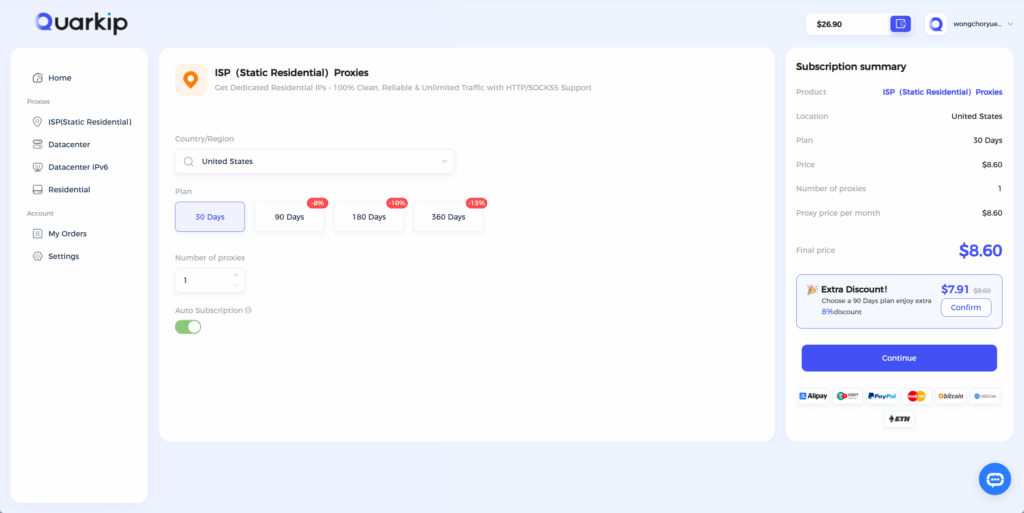 QuarkIP US Static Residential Proxies