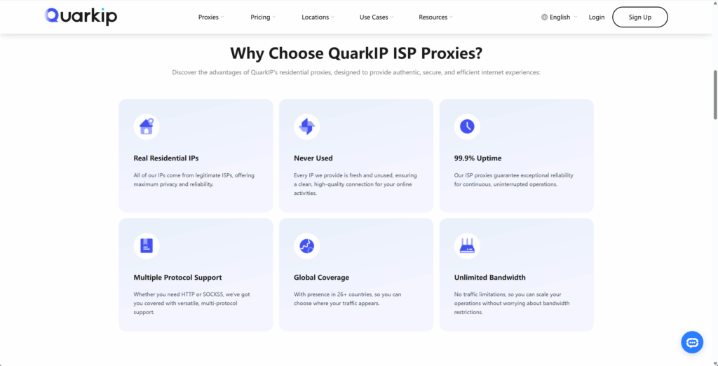 QuarkIP ISP(static residential) Proxies