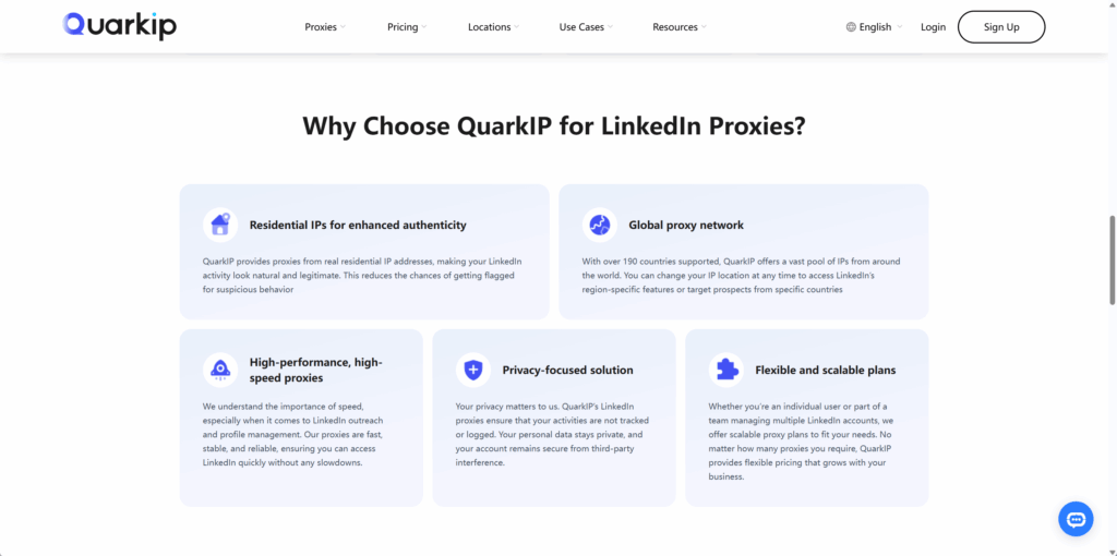 Why Choose QuarkIP for LinkedIn Proxies？