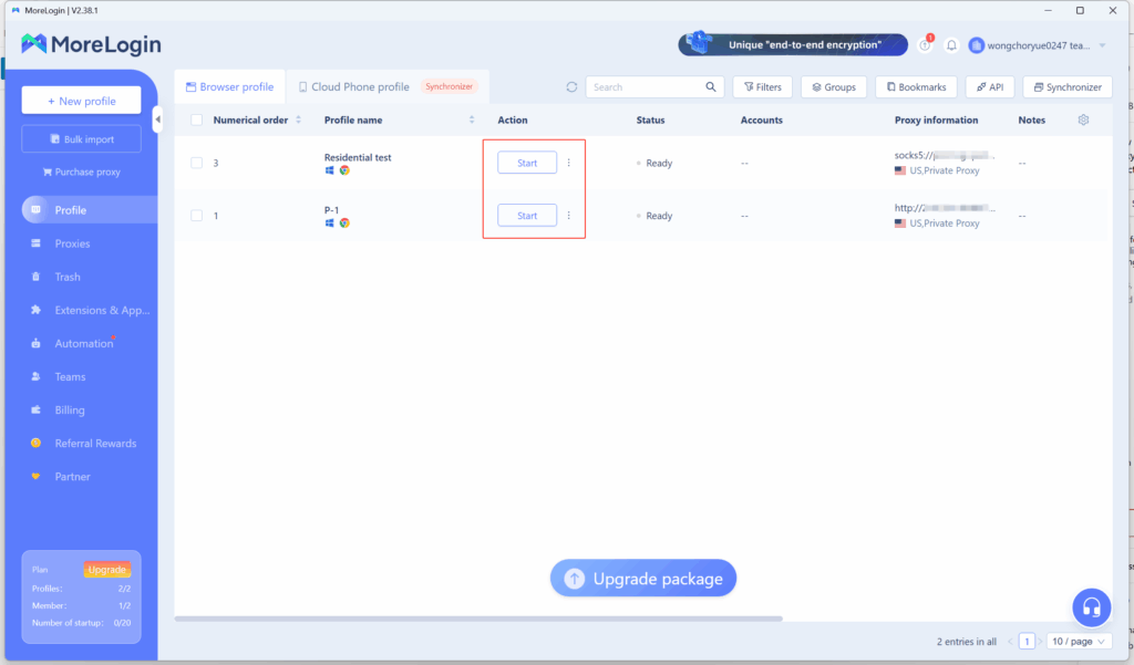 Assign One Proxy per Account 
