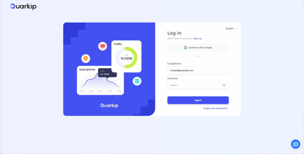 Sign up for a QuarkIP account
