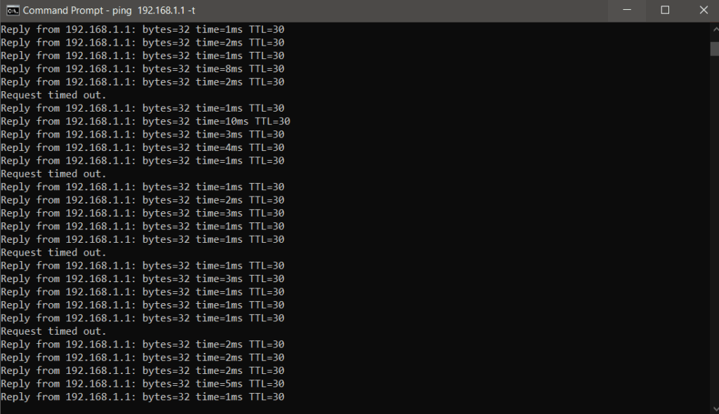 Ping Request Timed Out