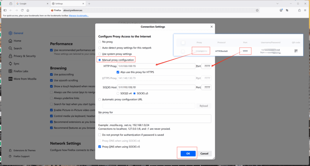 Firefox Browser Proxy Setup